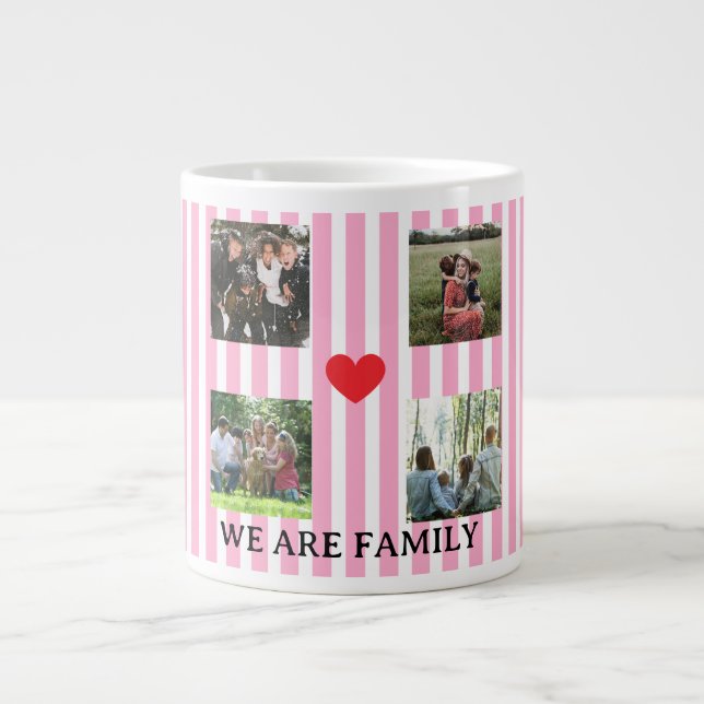 pastel striped family collage large coffee mug (Front)