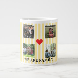 pastel striped family collage large coffee mug