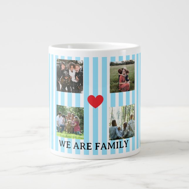 pastel striped family collage large coffee mug (Front)