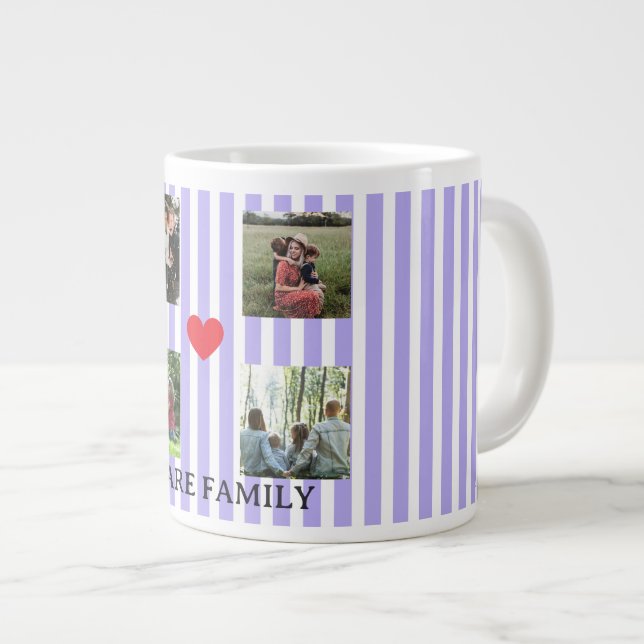pastel striped family collage large coffee mug (Front Right)