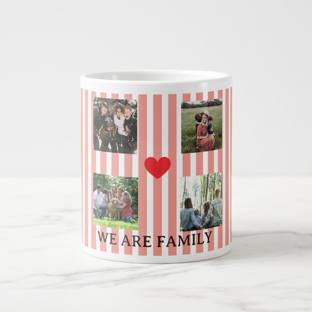 pastel striped family collage large coffee mug (Front)