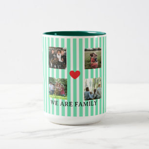pastel striped family collage Two-Tone coffee mug
