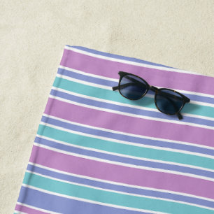 Pastel Striped Pattern Beach Towel