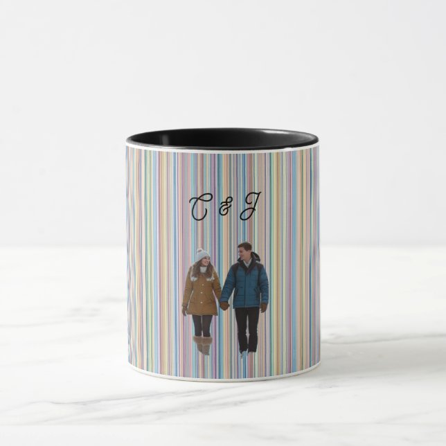 Pastel striped personalised  mug (Center)