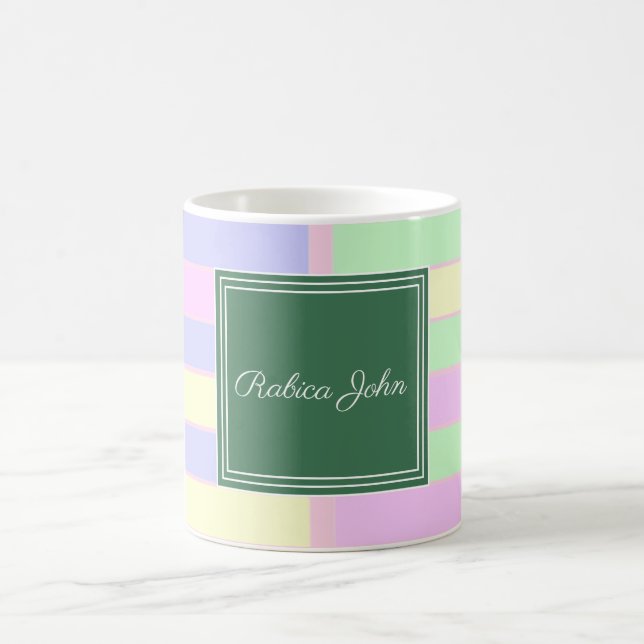 Pastel Striped Personalised Name Coffee Mug (Center)