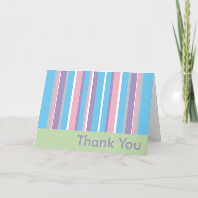 Pastel Striped Thank You Card (Front)