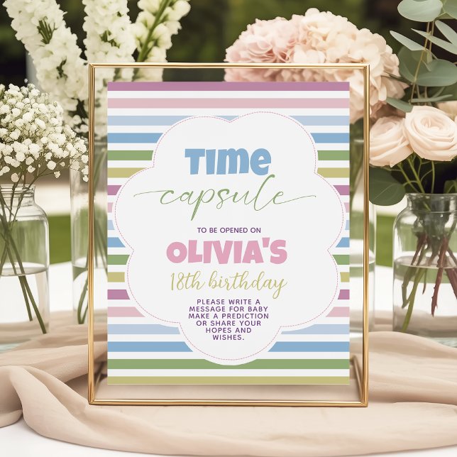 Pastel Striped Time Capsule 8x10 Table Sign (Creator Uploaded)