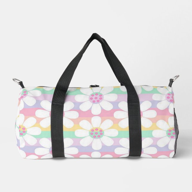 Pastel Stripes and Flowers Duffle Bag (Front)