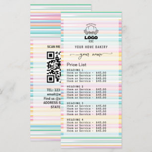 Pastel Stripes Bakery logo Price List Menu