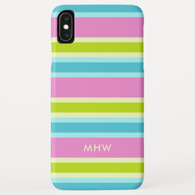 Pastel Stripes custom monogram phone cases (Back)