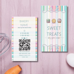 Pastel Stripes Cute Sweet treats Business Card