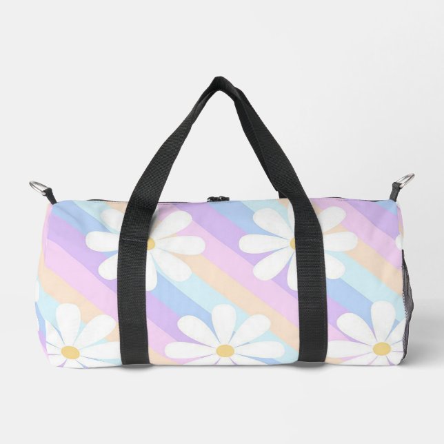 Pastel Stripes & Flowers Duffle Bag (Front)