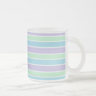 Pastel Stripes Frosted Glass Coffee Mug