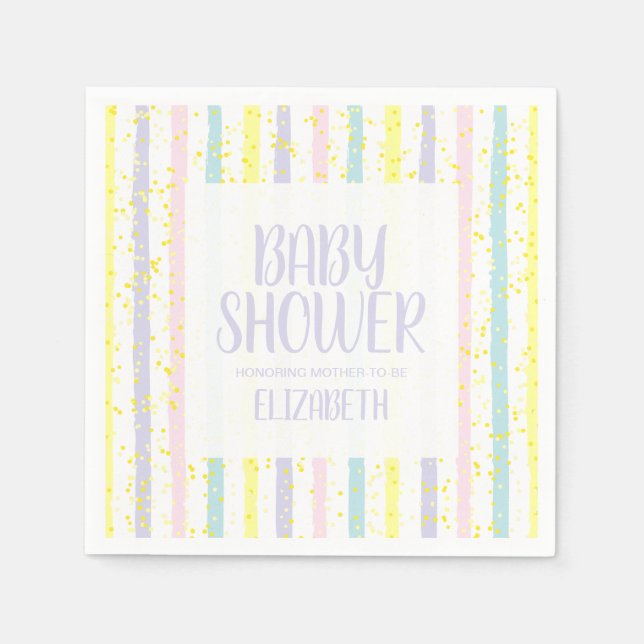 Pastel Stripes Gender Neutral Baby Shower Napkin (Front)