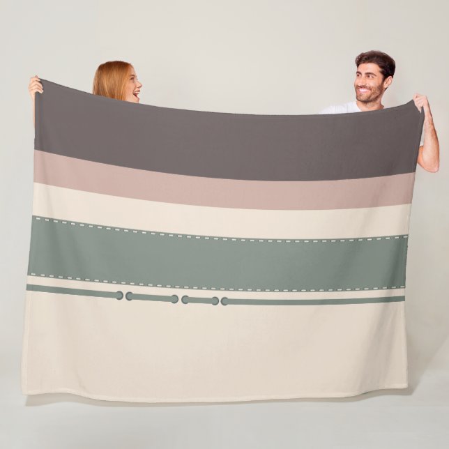 Pastel Stripes Minimalist Home Decor Fleece Blanket (In Situ)
