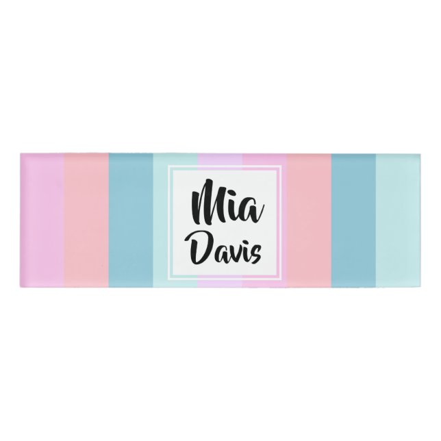 Pastel Stripes Name Tag (Front)