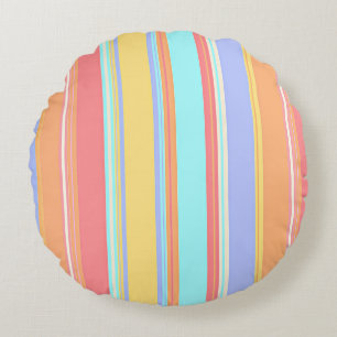 Pastel stripes pattern round cushion