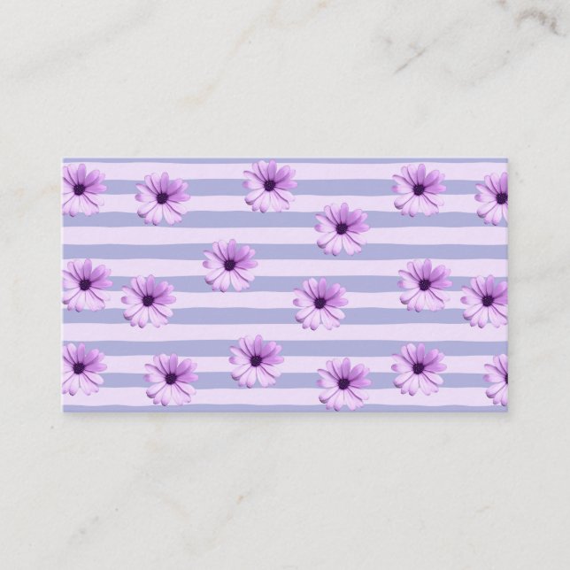 Pastel stripes pattern with Daisies Calling Card (Front)