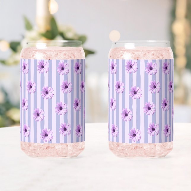 Pastel stripes pattern with Daisies Can Glass (Insitu (Wedding))