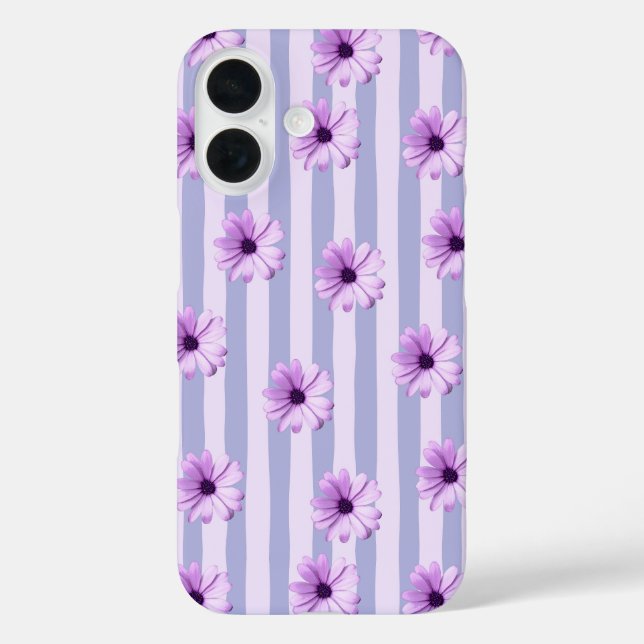 Pastel stripes pattern with Daisies Case-Mate iPhone Case (Back)