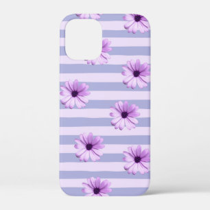 Pastel stripes pattern with Daisies iPhone 12 Mini Case