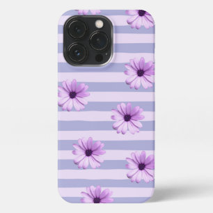 Pastel stripes pattern with Daisies iPhone 13 Pro Case