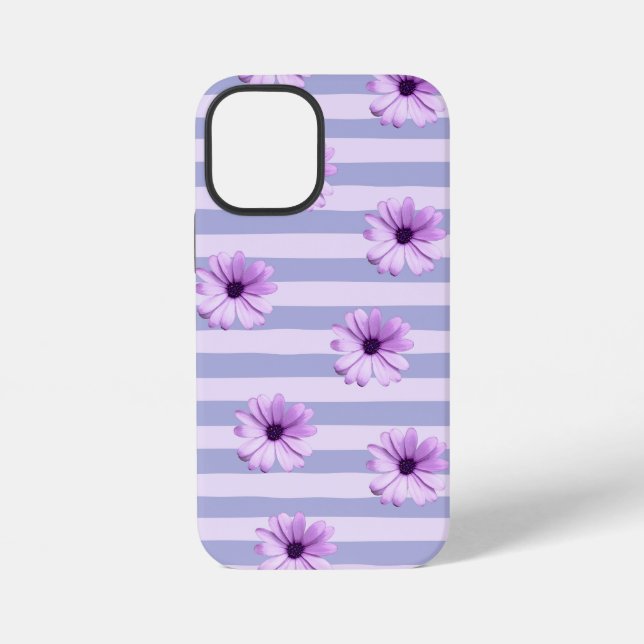 Pastel stripes pattern with Daisies iPhone Case (Back)