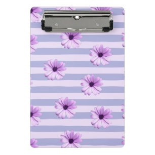 Pastel stripes pattern with Daisies Mini Clipboard