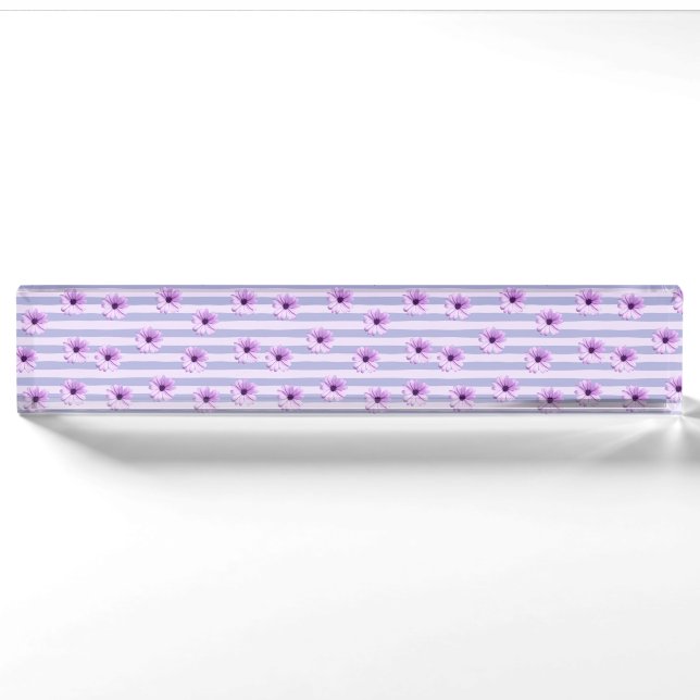 Pastel stripes pattern with Daisies Nameplate (Front)