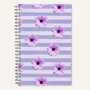 Pastel stripes pattern with Daisies Notebook