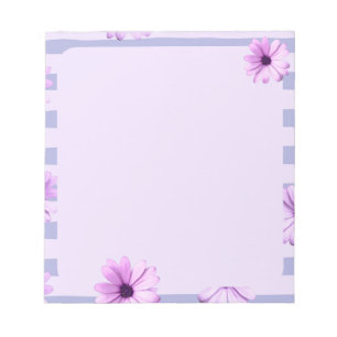 Pastel stripes pattern with Daisies Notepad