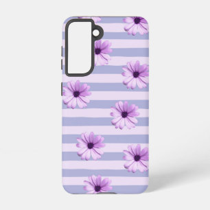 Pastel stripes pattern with Daisies Samsung Galaxy Case