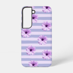 Pastel stripes pattern with Daisies Samsung Galaxy Case