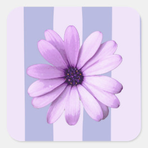 Pastel stripes pattern with Daisies Square Sticker