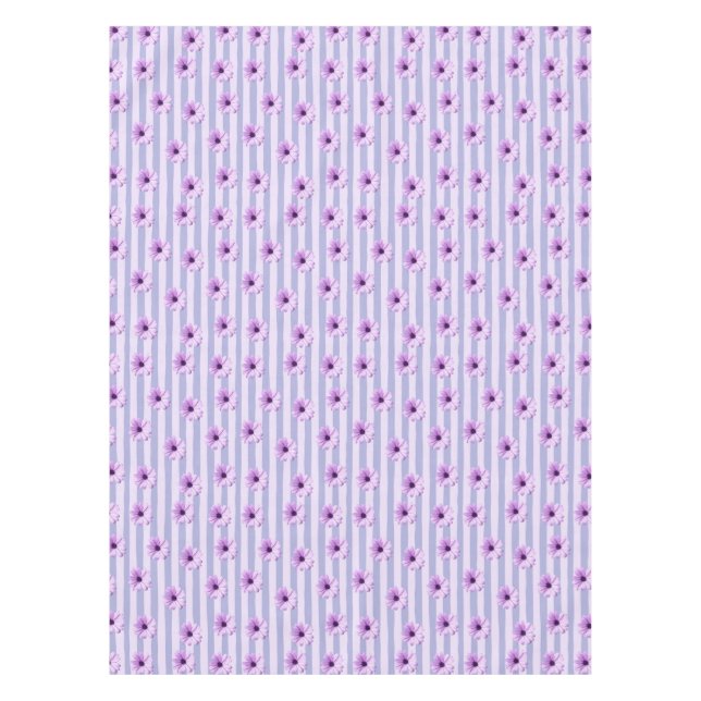 Pastel stripes pattern with Daisies Tablecloth (Front)