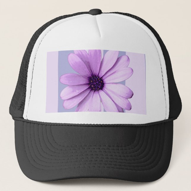 Pastel stripes pattern with Daisies Trucker Hat (Front)