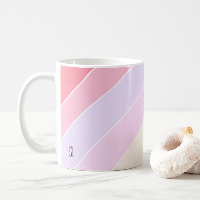 Pastel Stripes Personalised Coffee Mug (With Donut)