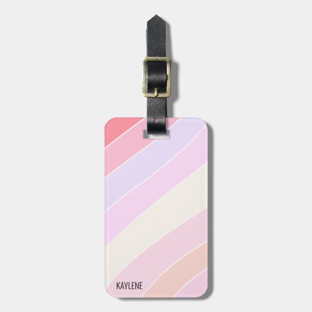 Pastel Stripes Personalised Luggage Tag (Front Vertical)