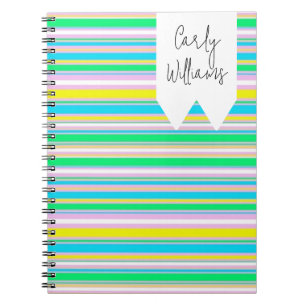 Pastel stripes personalised notebook