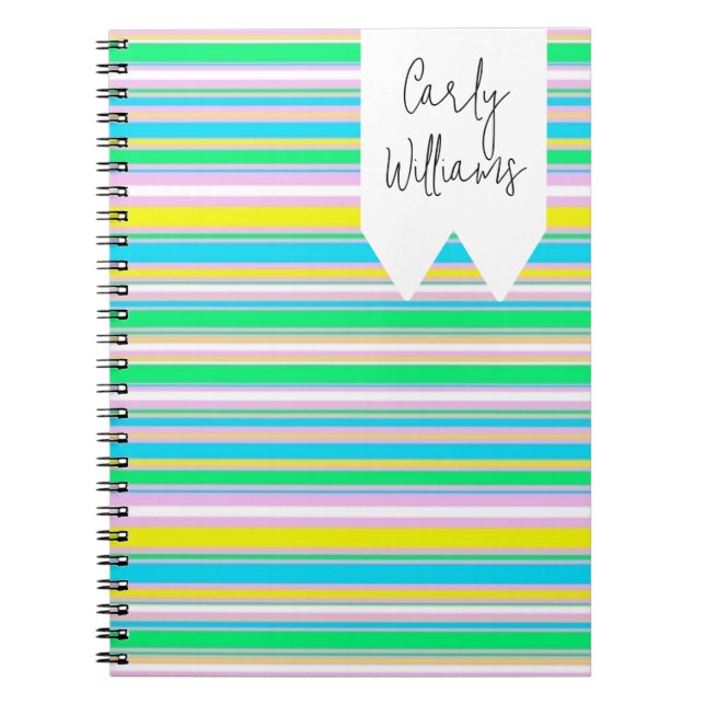 Pastel stripes personalised notebook (Front)