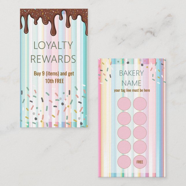 Pastel Stripes sprinkle Bakery Business Card (Front/Back)