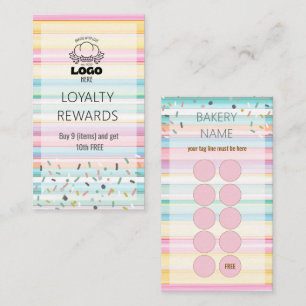 Pastel Stripes sprinkle Bakery Logo loyalty Business Card