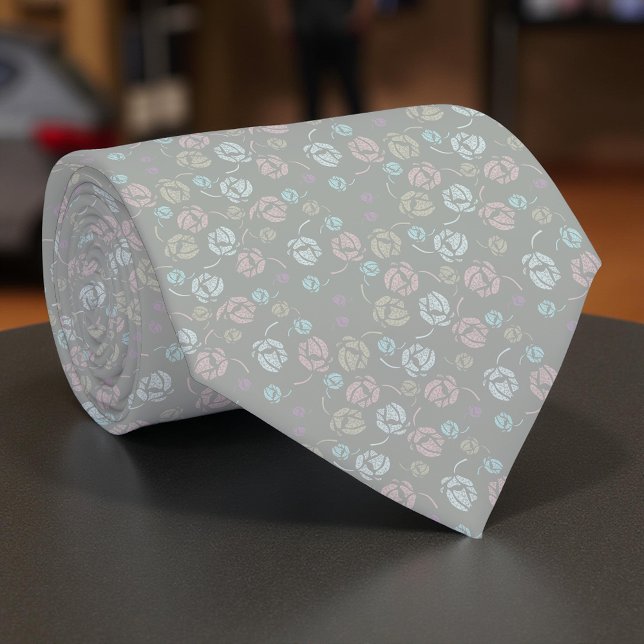 Pastel Stylised Roses Elegant Pattern Tie (Creator Uploaded)