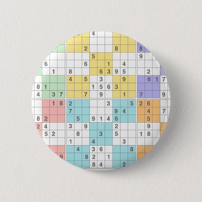 pastel sudoku 6 cm round badge (Front)