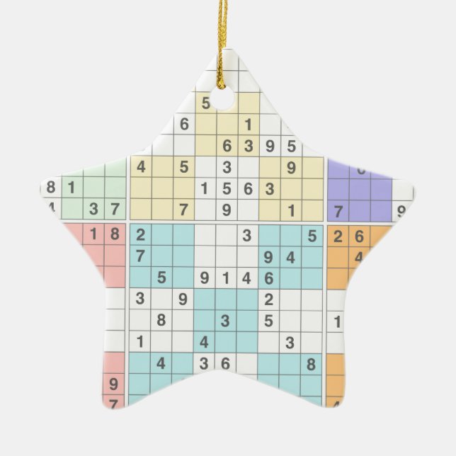 pastel sudoku ceramic tree decoration (Front)