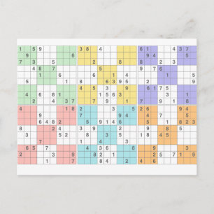 pastel sudoku postcard