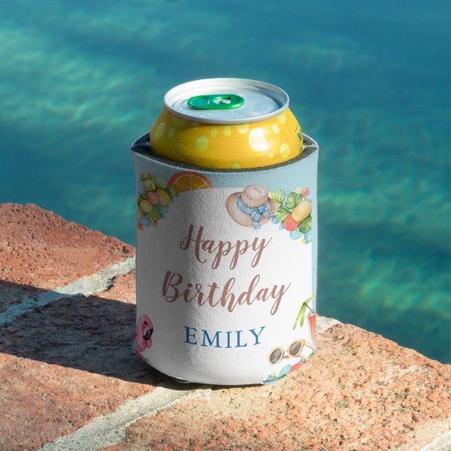 Pastel Summer Birthday Party Can Cooler (In Situ Pool)