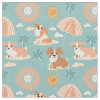 Pastel Summer Days at the Beach with the Doggos Fabric