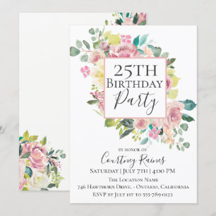 Pastel Summer Floral Birthday Party Invitation