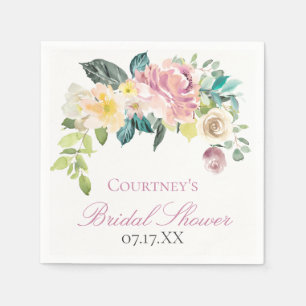 Pastel Summer Floral Bouquet Personalised Napkin